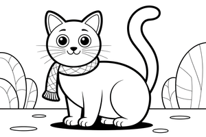 Siamese Cat with a tangled scarf – Siamese Cat Daily Life coloring page
