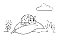 A ladybug sitting on a big leaf – Ladybug coloring page