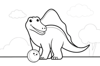 Spinosaurus playing with a ball – Spinosaurus Dinosaur in Nature coloring page