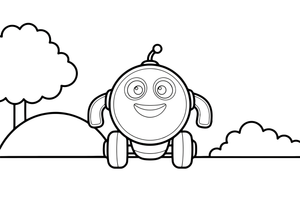 A round little robot on wheels – Dynamic Robot Robot coloring page