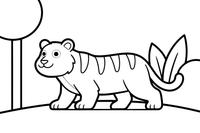 A tiger walking through the jungle – Playful Tiger Wild coloring page