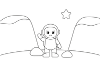 An astronaut exploring a canyon on Mars – Mars coloring page
