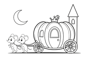 One big pumpkin carriage up close, filling the page – Charming Cinderella Story coloring page