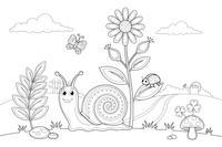A snail climbing a flower stem – Snail coloring page