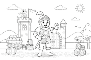 Knight standing proudly – Knight Knight Campaign coloring page