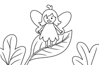 Fairy on Leaf – Whimsical Fairy coloring page