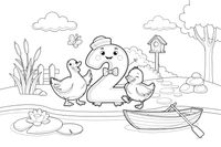 Number 2 with two ducks – Number 3 Learning coloring page