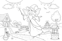 Fairy Godmother flying – Fairy Godmother Fairy Scenes coloring page
