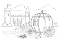 One big pumpkin carriage up close, filling the page – Charming Cinderella Story coloring page