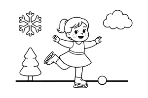 A skater doing a graceful jump – Winter Sports Adventure coloring page