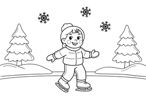 A child ice skating on a frozen pond – All Sports coloring page
