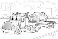 Truck carrying a car – Truck City Haulers coloring page