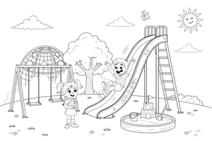 A slide at the playground – Playground coloring page