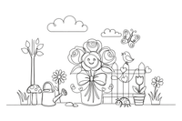 A bouquet of roses tied with a ribbon – Elegant Rose Flower coloring page