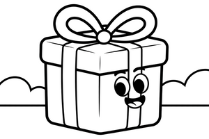 Candy cane wrapped gift with a bow – Christmas Winter Treats coloring page