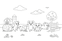 A row of little piglets – Pig coloring page