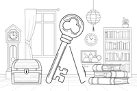 A big old-fashioned key – Everyday Objects coloring page