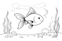 A goldfish swimming with its fins spread – Goldfish coloring page