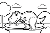 T-Rex drinking from a lake – T-Rex Dino Moments coloring page