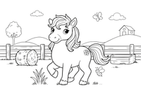 A cute little pony with a flowing mane and a long tail – Ponies coloring page