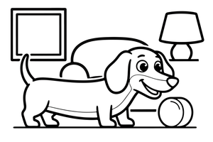 Dachshund sniffing a treat – Busy Dachshund Dog coloring page