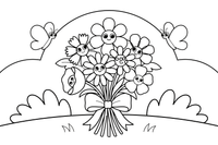 A bunch of cornflowers, daisies and poppies tied together – Herb Day coloring page