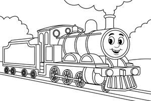 Steam Train old station – Steam Train Engine Scenes coloring page