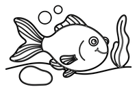 A goldfish swimming with its fins spread – Goldfish coloring page