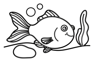 A goldfish swimming with its fins spread – Goldfish coloring page