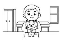 A vet holding a puppy – Busy Job Workers coloring page