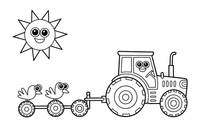 A tractor pulling a plow with birds following behind – Classic Tractor Farm coloring page