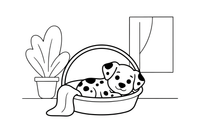 A Dalmatian resting in a basket – Dalmatian coloring page