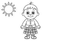 A child in a Scottish kilt with a tartan pattern – Cultures coloring page