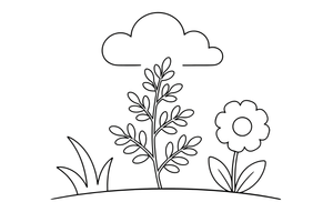 A sprig of rue with small rounded leaflets – Lithuanian Nature Plants coloring page