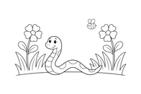 A snake slithering through the tall grass – Reptiles & Amphibians coloring page