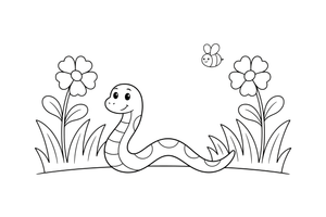 A snake slithering through the tall grass – Reptiles & Amphibians coloring page