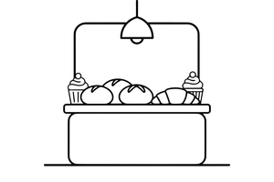 Bakery Display – Cozy Bakery Place coloring page