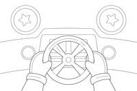 An astronaut's hands on the steering controls of the spaceship – Astronaut Explorer coloring page