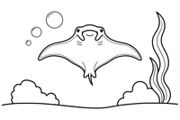 A manta ray gliding with its huge wings – Majestic Ocean Giants coloring page