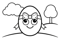 A chocolate egg with a ribbon – Easter Bunny and Eggs coloring page