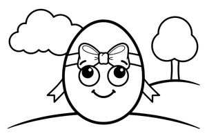 A chocolate egg with a ribbon – Easter Bunny and Eggs coloring page