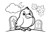 Halloween creepy crow – Halloween Autumn Creatures coloring page