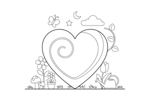 A heart with a swirly pattern – Classic Symbols coloring page