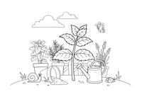 A sprig of mint with pairs of leaves – Fragrant Herb Garden coloring page