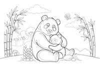 A mama panda hugging her cub – Playful Panda Wild coloring page