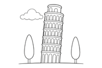 The Leaning Tower of Pisa – Famous Landmarks coloring page