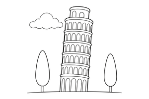 The Leaning Tower of Pisa – Famous Landmarks coloring page