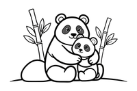 A mama panda hugging her cub – Playful Panda Wild coloring page