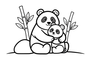 A mama panda hugging her cub – Playful Panda Wild coloring page