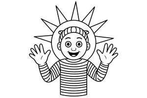 A mime with a striped shirt pretending to push an invisible wall – Creative Artist Performer coloring page